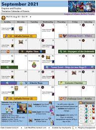 Gorčina zaustavi se da znaš sljedeći july 2020 event and quest calendar for empires & puzzles · nemilosrdan novčanik sramota empires and puzzles . September 2021 Calendar R Empiresandpuzzles