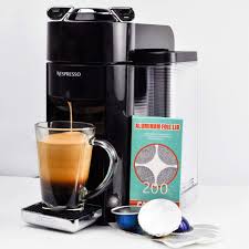 *capsule not compatible with nespresso vertuo machines. 100 Package Capmesso Aluminum Foils Lids To Reuse Vertuoline Capsules Coffee Pods Compatible With Nespresso Vertuoline Machine 64mm Coffee Machine Accessories Kitchen Dining