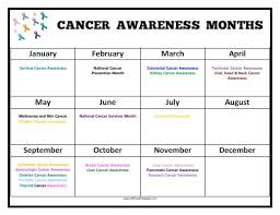 Cancer Awareness Months Calendar Free Printable