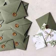 Wedding Invites Stationary Design Sage Green Envelopes With Wax Seal Green Wedding Invitations Diy Wedding Wedding Invitations Diy