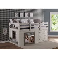 Sweet Dreams Low Loft In White And Grey Assembly Required Loft Bed Painted Gray Donco Kids Low Loft Beds Kids Loft Beds Twin Size Loft Bed