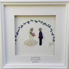 Custom Made Wedding Pebble Art Sea Glass Art Cornish Pebble Pebble Art Beach Glass Art Sea Glass Crafts