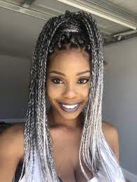 Grey box braids | Grey box braids, Braiding hair colors, Natural hair braids