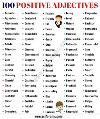 They make a difference between dull writing and interesting writing. List Of Adjectives The Ultimate List Of Adjectives In English With Esl Pictures Esl Forums Adjective Words Describing Words Positive Adjectives