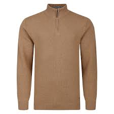 Mens Lambswool Quarter Zip Sweater - Caramel – Peter Gribby