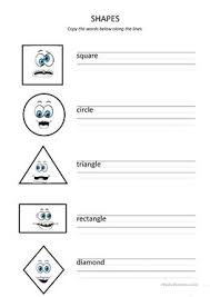 Kids scout the circles, rectangles, triangles, ovals, pentagons, and hexagons in the clown, and count them. English Esl Shapes Worksheets Most Downloaded 139 Results