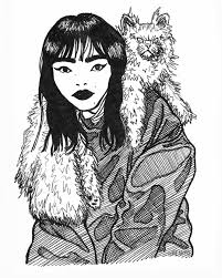 Black And White Illustration Pinterest Artist Reahyd On Instagram Girl Portrait Black And White Illustration Cat Black And White Artist Black And White Drawing Black And White Girl