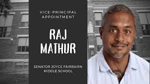 Raj Mathur appointed vice-principal at Senator Joyce Fairbairn Middle  School