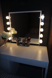 My Vanity Makeup Station Set Up Ikea Micke Desk Stave Mirror Ledjso Bulbs Vanity Makeup Station Mirror Lights Oldhol Makeup Vanity Beauty Room Vanity