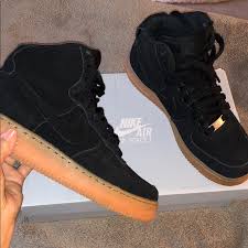 Nike Air Force 1 Black Suede Gum Sole Women S Nike Black Suede Air Force W Gum Sole Black Nikes Black Suede Nike