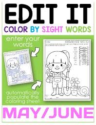 Now it won't matter if all your students are on different levels of word study, they all can have the benefit and the pleasure of enjoying color by sight word. Editable Color By Code Sight Words May Differentiated Kindergarten
