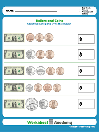 Dollars And Coins Money Worksheets Homeschool Worksheets Educational Worksheets