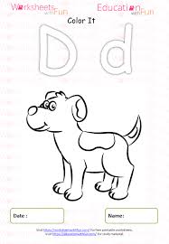 Print the pages, color and assemble into a book. English Preschool Letter D Coloring Page