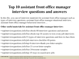 Office administrator job description and person specification responsible to: Top 10 Front Office Manager Interview Questions And Answers Pdf Ebook