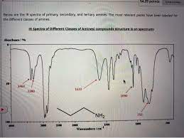 The spectrum below shows a secondary amine. Solved 14 29 Points Below Are The Ir Spectra Of Primary Chegg Com