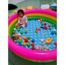 Kolam renang untuk bayi kapasitas : Kolam Renang Anak Pelangi Besar Intex Sunset Glow Pool 147cm 57422 Kolam Karet Anak Alas Gelembung Shopee Indonesia