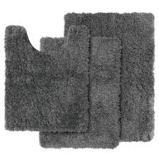 Clara Clark Set Of 3 Shaggy Bath Rug With Non Slip Backing Rubber Machine Washable Super Soft Bathmat Plush Absorbent Bathroom Rug Small Large And Contour Gray Walmart Com Walmart Com