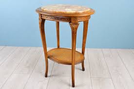 Antique Style Marble Top Ornate Louis Xv Oval End Table With Reed Wicker Under Tier On Fluted Legs French Occasional Server Furniture 1950s In 2020 Servers Furniture Marble Top End Tables