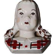 STANFORD POTTERY JEAN Wall Pocket Vase Mid Century 1950 Girl Pigtails  Country £23.63