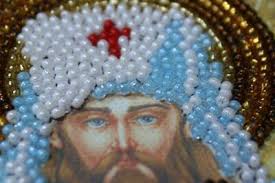 Mini Bead embroidery kit Icon St. Benjamin Christian embroidery Orthodox  icon