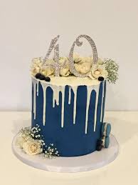 Moderno Bizcocho De Cumpleaños Para Hombre Navy Blue Drip Cake Birthday Cake For Him Drip Cakes 40th Birthday Cakes