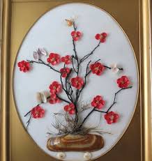 Details About Vintage Oriental Asian Floral Tree Butterfly Framed Shell Art Vickie Davis Iskusstvo Dekora Rakushkami Rakushkiiskusstvo Galechnoe Iskusstvo