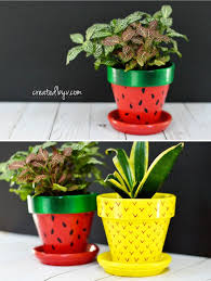 Fruit Inspired Terra Cotta Pots Created By V Terra Cotta Pot Crafts Painted Pots Diy Painted Flower Pots