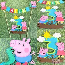 Free peppa pig svg file. Peppa Pig And George Bunting Topper With Age Muddy Puddles Cake Topper 2 Pc Set Peppa Pig Boy Birthday Smash Cake In 2021 Peppa Pig Birthday Party Peppa Pig Birthday Pig Birthday Party