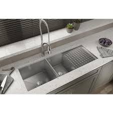 Elkay Crosstown Undermount Stainless Steel 47 In Double Bowl Kitchen Sink With Drain Board Efu471810dbt The Home Depot In 2020 Double Bowl Kitchen Sink Modern Kitchen Sinks Double Kitchen Sink