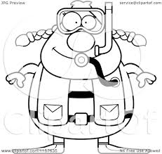 Push pack to pdf button and download pdf coloring book for free. Cartoon Clipart Of A Black And White Chubby Female Scuba Diver Vector Outlined Coloring Page By Cory Thoman 1157635