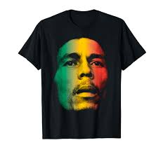 Bob Marley Official Rasta Fade Gradient Face T-Shirt : Amazon.co.uk: Fashion