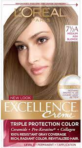 Because you're worth it.hair colorlorealactive ingredients:color gel: L Oreal Paris Excellence Creme Permanent Hair Color 7 5a Medium Ash Blonde 1 Ea Walmart Com Walmart Com