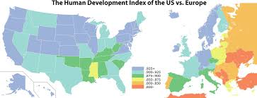The Human Development Index Of Us Vs Europe 2017 Vivid Maps Human Development Index Human Development Europe