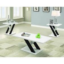 End table made of veneers, wood and engineered wood. Coaster Furniture 701011 White And Black Three Piece Occasional Table Set With Cross Support Bella Coffee Table End Table Set Coffee Table White Coffee Table