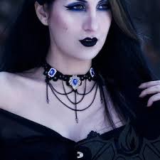 Gothic Victorian Necklace, Wedding Jewelry, Black and Blue, Witchy Jewelry,  Gothic Jewelry