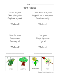 Fall, winter, spring and summer print out these free pdf worksheets to help your kids learn about the different types of weather and seasons. Plant Riddles Worksheet Have Fun Teaching