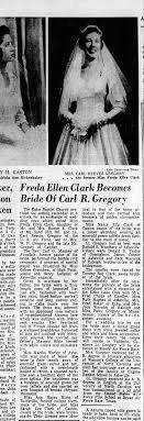 Wedding announcement Carl and Freda Gregory, Asheville, 1955