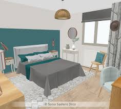 Déco de chambre blanche contemporaine avec literie immaculée. Projet Client Une Chambre D Amis En Bleu Bois Et Blanc Sonia Saelens Deco