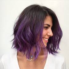 short black hair to dark purple ombre