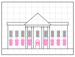 A white house with red roof on the building drawings. Draw The White House Art Projects For Kids