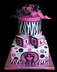Zebra Stripes And Hot Pink Baby Shower Cake Pink Baby Shower Cake Shower Cakes Baby Shower Cakes