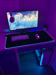 Light Blue Gaming Setup In 2020 Gaming Setup Gaming Setup Ps4 Gaming Room Setup