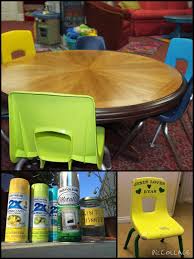 Repaint Little Plastic Chairs For New Look Must Use Primer I Used Automotive Primer For Extra Strength Painting Plastic Chairs Plastic Chair Classroom Chairs