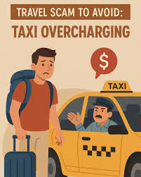 One common travel scam to avoid: The Taxi Overcharging Scam How it works:  Unsuspecting tourists are picked up by taxi drivers who either refuse to  use the meter, claim it's broken, or