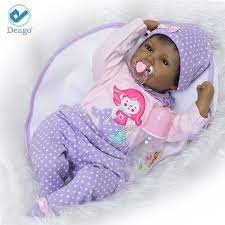 Deago Reborn Baby Doll 22 Realistic Soft Silicone Vinyl Dolls Newborn Black Baby Dolls African American Girl Walmart Com