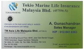 Tokio marine life's presence in malaysia was the result of the strategic alliance between tokio marine & nichido fire. Tokio Marine Gunachandran Indian My