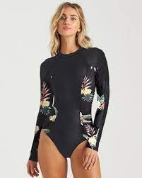 Billabong Night Sesh Long Sleeve Swimsuit Black Pebble Bpb In 2021 Long Sleeve Swimsuit Long Sleeve Swimwear Sleeve Swimsuit
