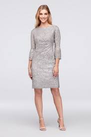 Metallic Lace Cocktail Dress With 3 4 Bell Sleeves Cocktail Dress Lace