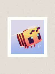 Fanart of tiny minecraft bee with some quck animations. Minecraft Bee Art Print By Aliyasideas Redbubble