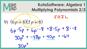 Multiply polynomials worksheet #1 multiply 10 polynomials and put the answers in simplest form. Kutasoftware Algebra 1 Multiplying Polynomials Part 2 Youtube
